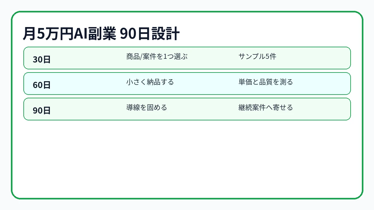 副業で月5万円をAIに手伝わせる90日ロードマップ