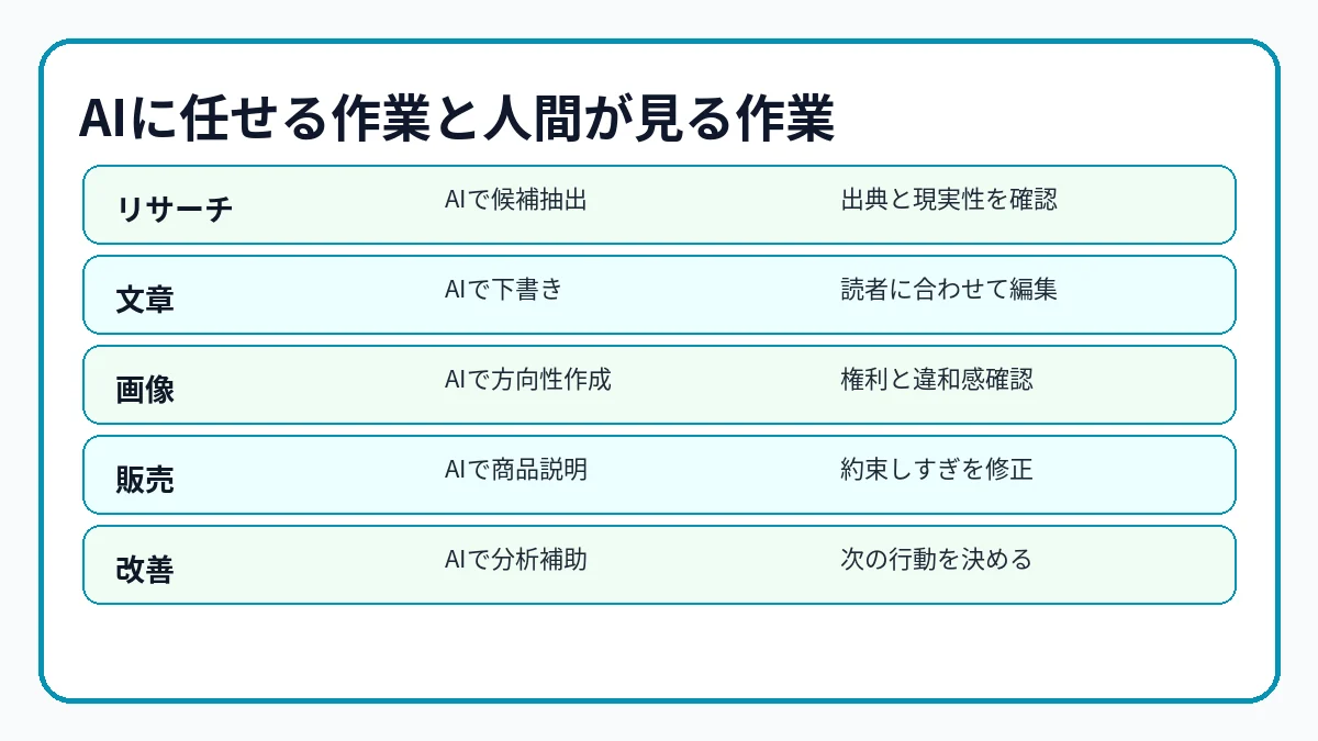 AIに任せる作業と人間が確認する作業の分担