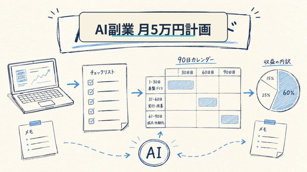 AI副業 月5万円計画 人物なし手書き風カバー