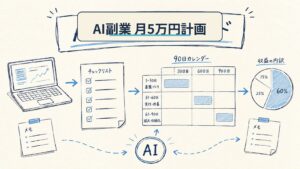 AI副業 月5万円計画 人物なし手書き風カバー